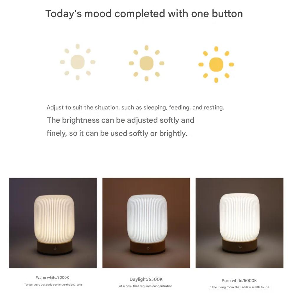 Woody LED Stämningsbelysning, 3-stegskontroll, USB-ström & 1200mAh Batteri