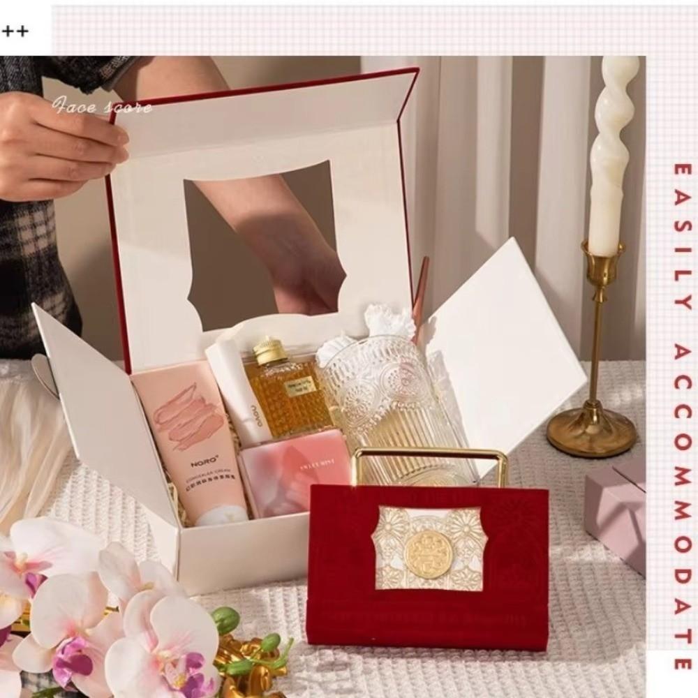 Flip Up Baroque Suede Gift Box Double Open Candy Boxes Wedding Valentine's Day Birthday
