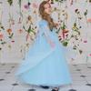 Off-Shoulder Princess Dress with Long Cape for European & American Girls - Fluffy Yarn Catwalk Costume