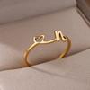Tiny Initial Letter Rings For Women Gold Color  Stainless Steel Hollow Heart A-Z Initial Letter Ring Wedding Christmas Jewelry