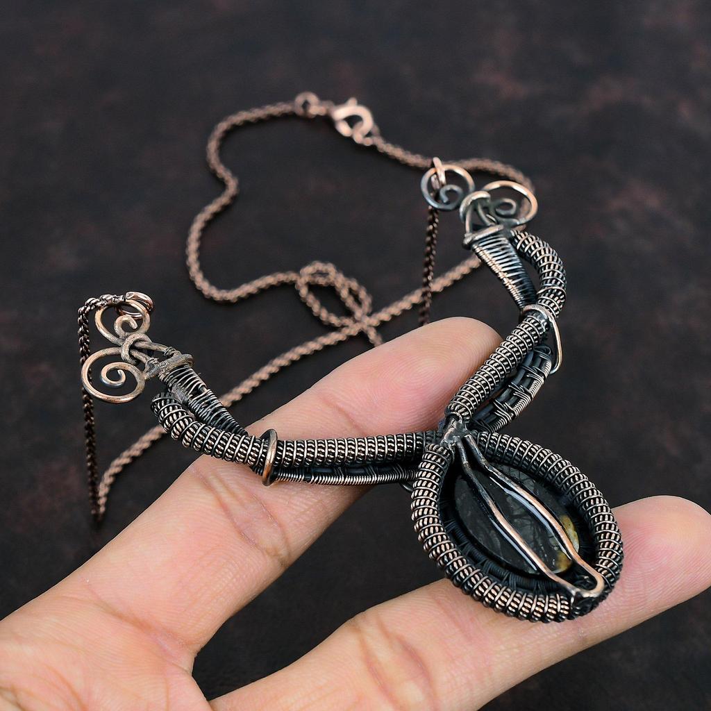 Picasso Jasper Necklace Copper Wire Wrapped Necklace Handmade Gemstone Necklace Copper Wire Jewelry Birthstone Necklace Gifts For Girlfriend