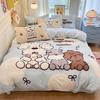 Thickened Milk Fleece Bed Four-Piece Set Coral Flannel Quilt Cover Children'S Bedding Sheets Three-Piece Set