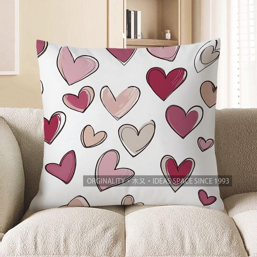 Home Decor Colorful Heart Pattern Throw Pillow Cover Pattern Cushion Cover Suitable For Sofa Bedroom Car Pillow Cover