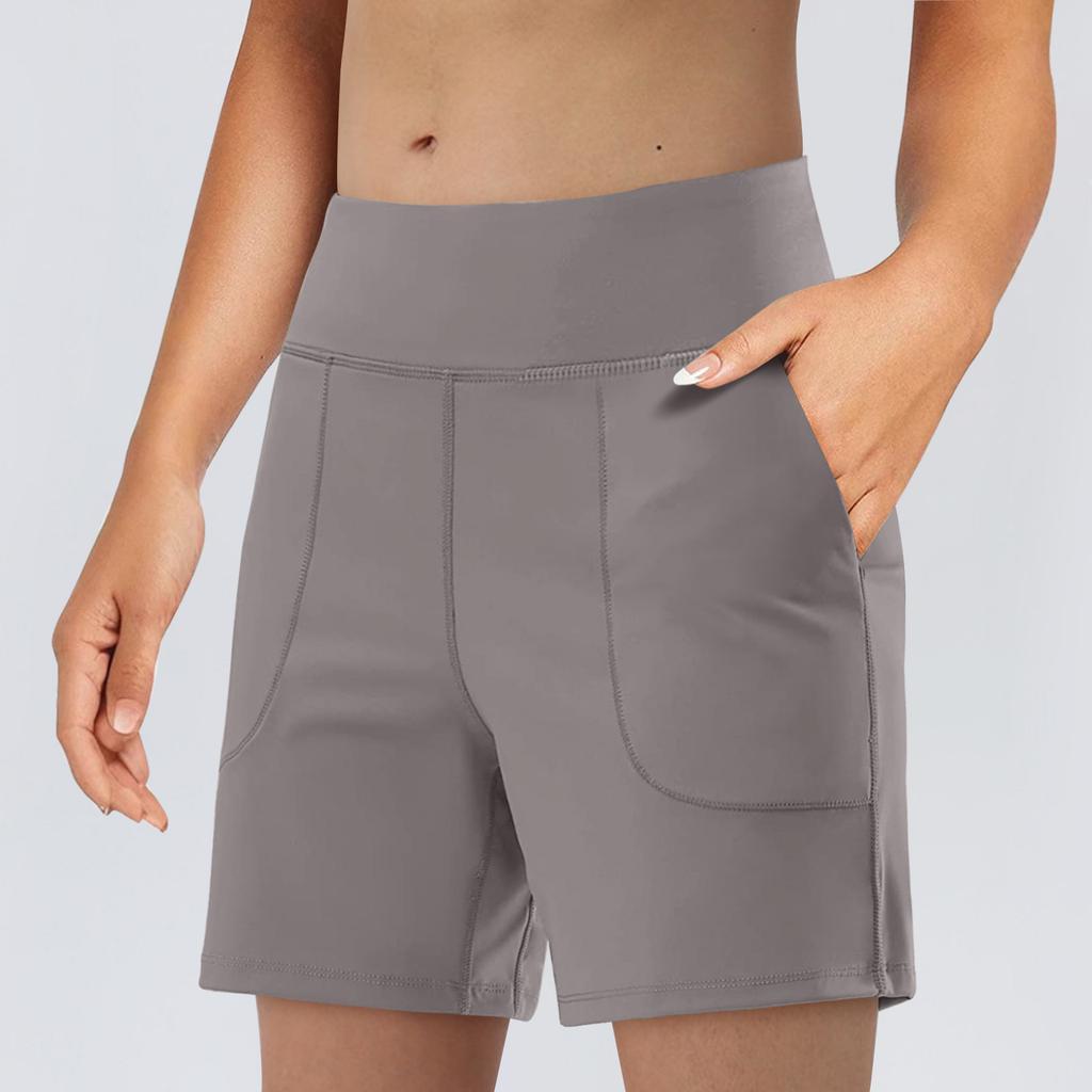 Pantaloni scurti de alergare pentru damă, pentru antrenament, stratul sport, pantaloni scurți activi cu buzunare
