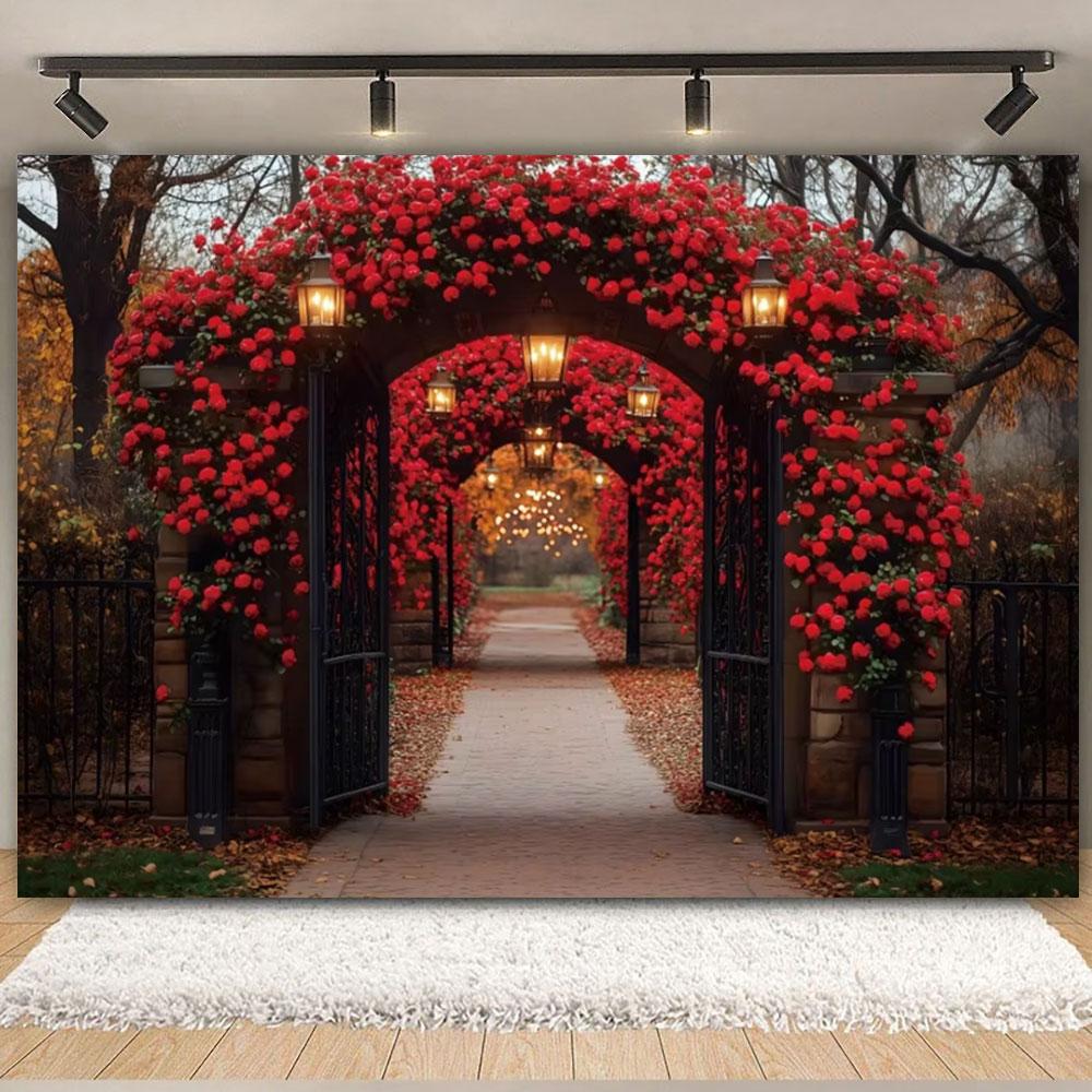 February 14 Valentine's Day Backdrop Romantic Valentine Scenes Red Love Heart Floral Wedding Portrait Photography Background
