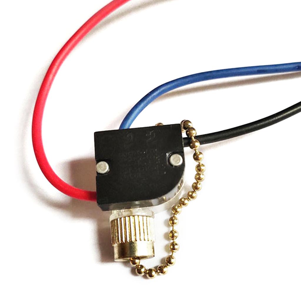 3-Wire Beads Chain Ceiling Fan Switch Desk Antique Lamps Control Switch with Metal Pull Chain Replacement Repair Kit