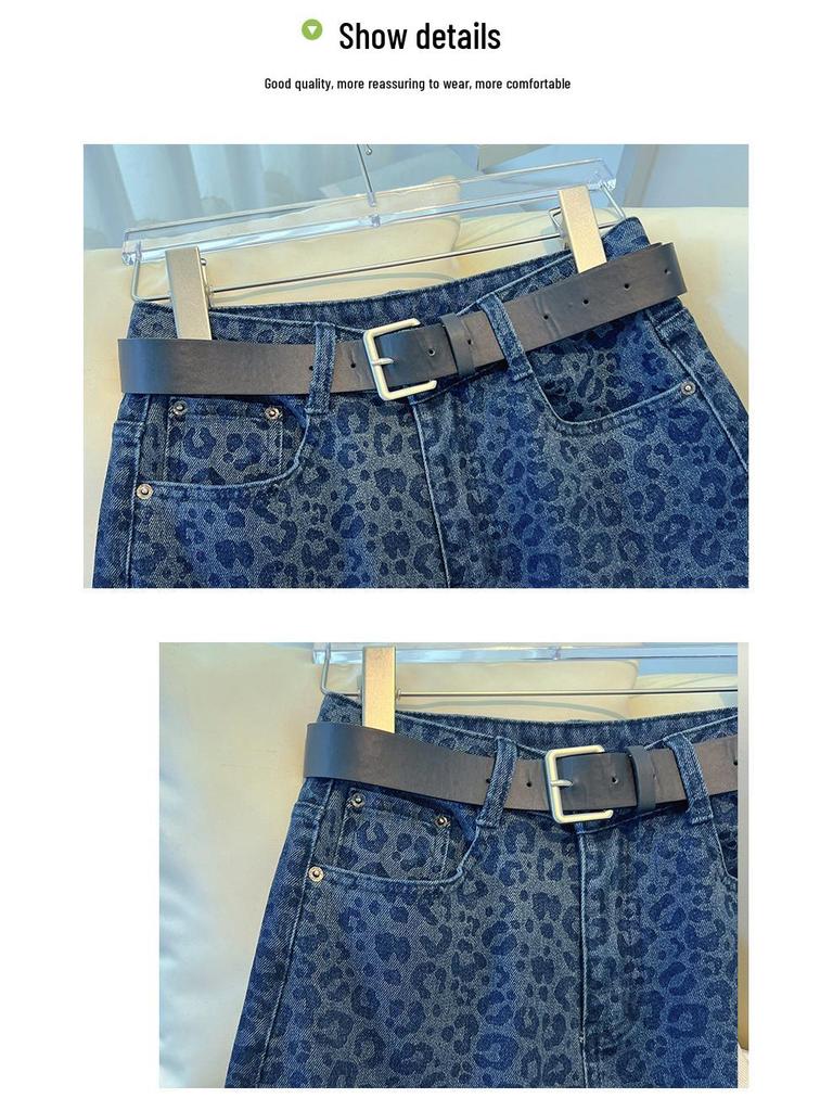 Women's Spring Leopard Print High-Waisted Wide-Leg Jeans (2026)