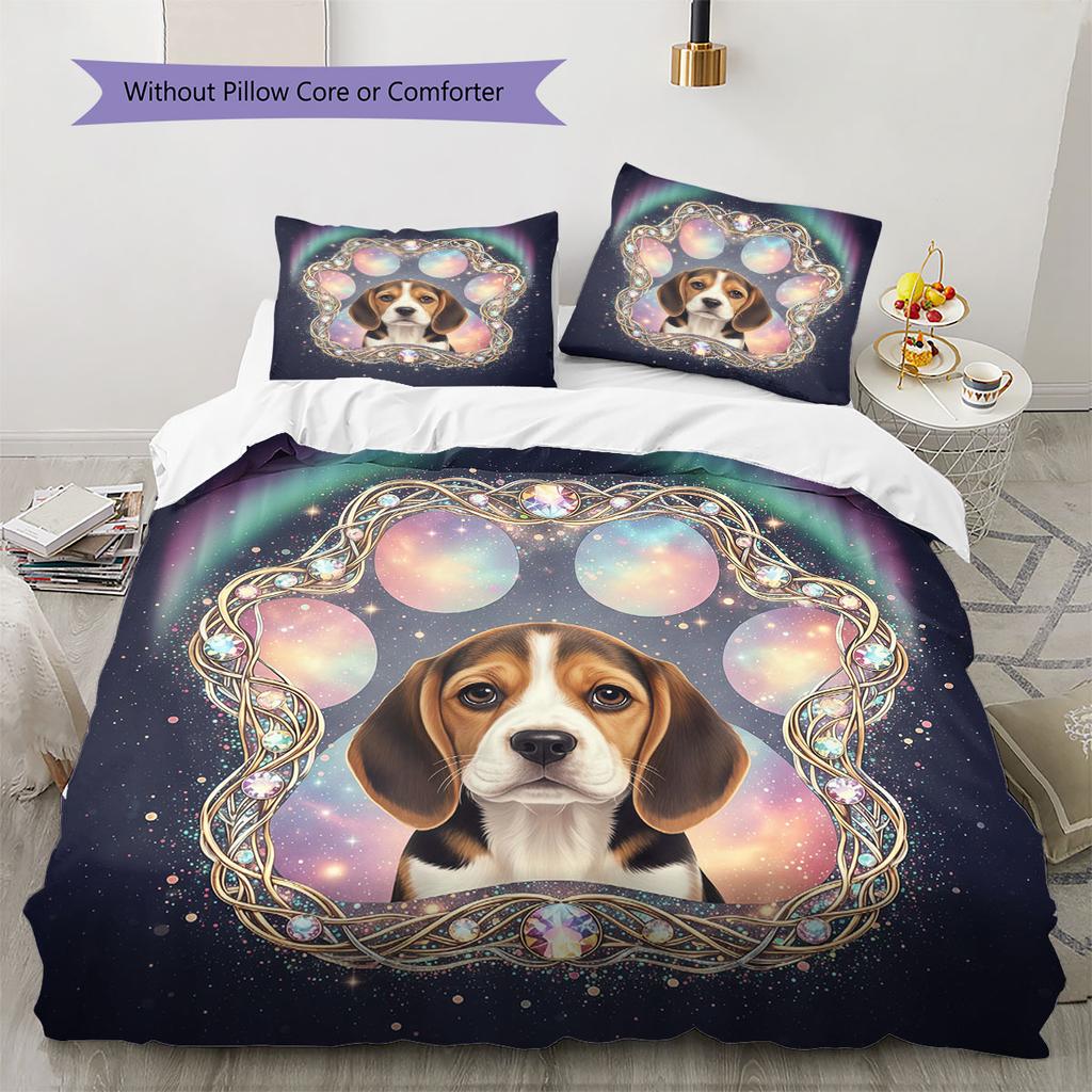 Hundepfoten Muster Bettwäsche Steppdecke Set Bettbezug Kissenbezug Heimdekoration Geburtstagsgeschenk (1 Bettbezug + 2 Kissenbezüge, ohne Füllung)