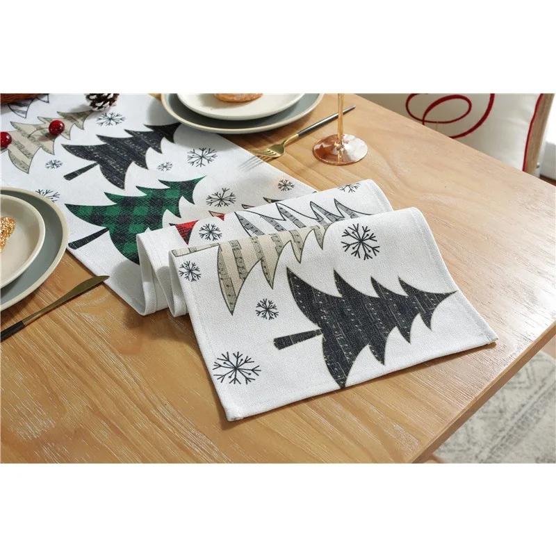 Christmas Table Flag Santa Claus Snowman Snow Scene Home Tablecloth New Year Gift Christmas Decorations 2023 Christmas Supplies