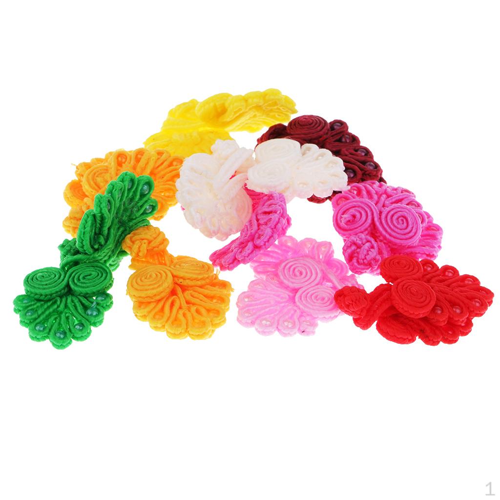 10 Pair Multicolor Loop Braid Chinese Frog Buttons Decorative Crafts