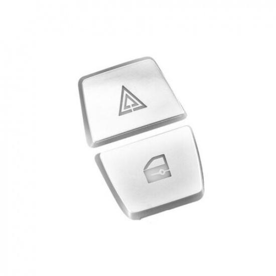 2 Pieces Silver ABS Car Front Warning Switch Cover For BMW 5 6 11 12 13 14 15