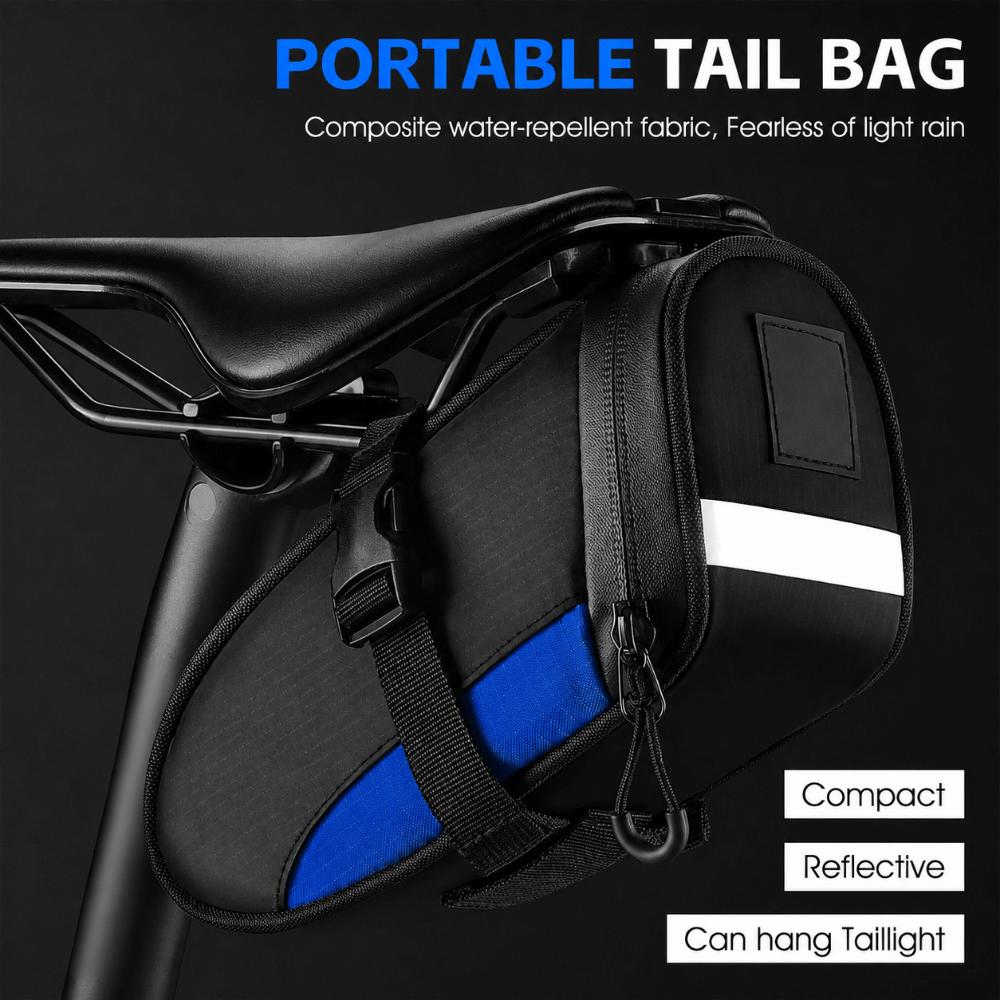 With Reflective Cycling Tail Bag 1.2L Capacity Bicycle Seat Bag  for Mountain & Road Bike