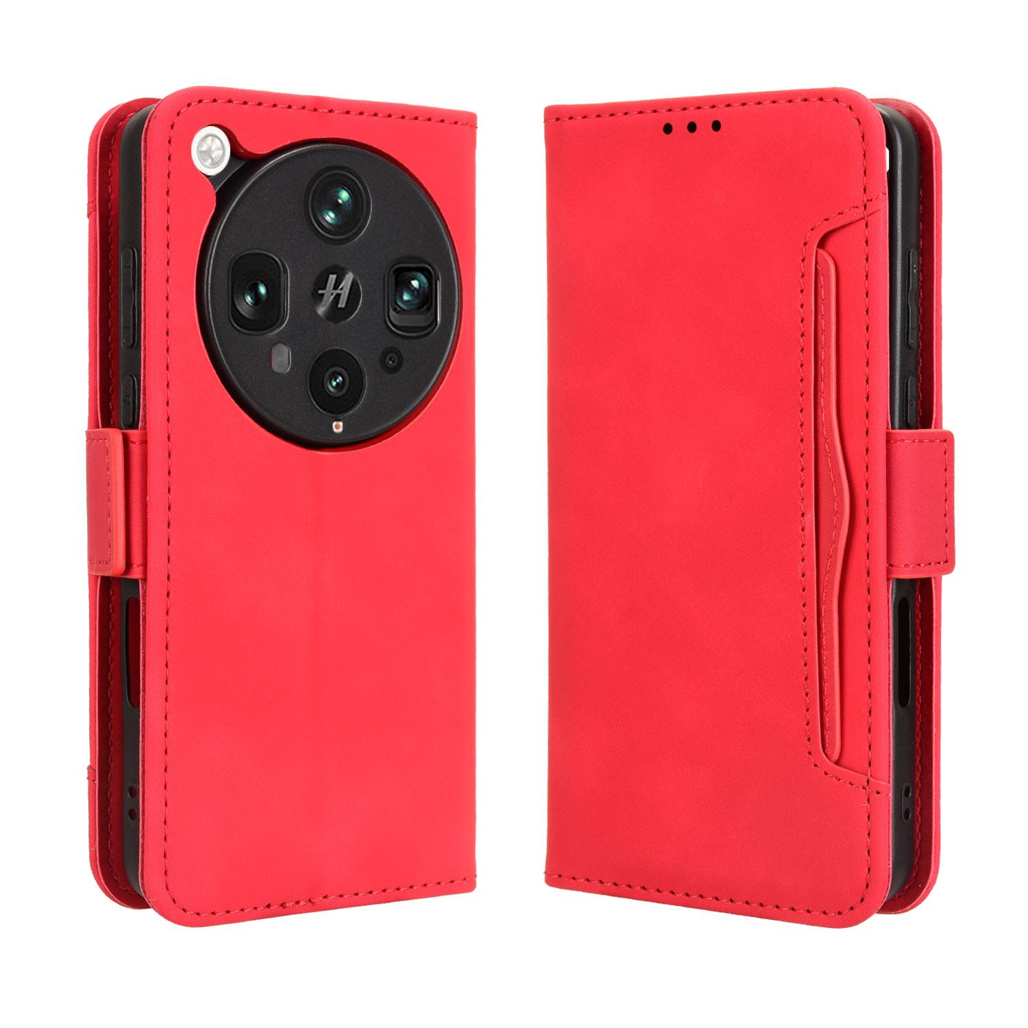 

For Oppo Find X8 Ultra 5G Leather Case Phone Wallet Cover with Multiple Card Slots Red