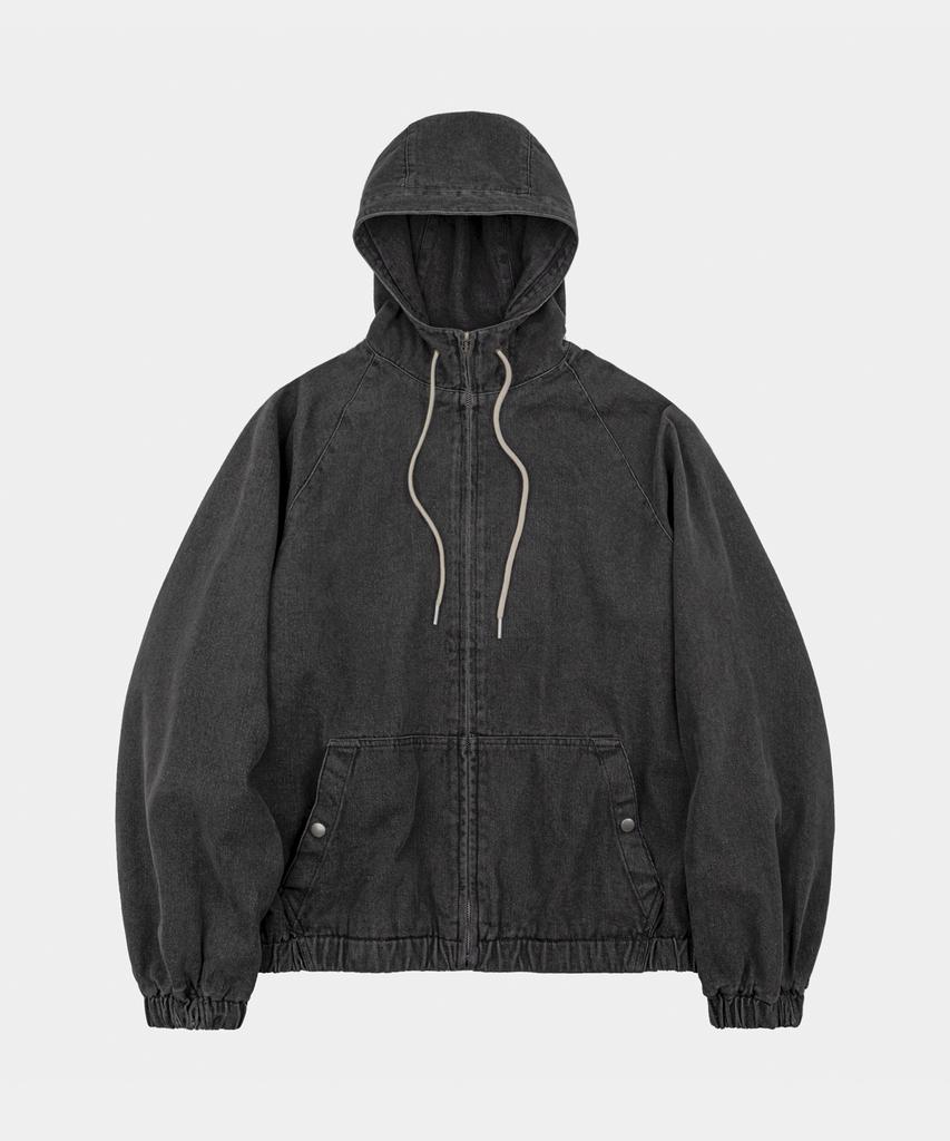 LETTERCOMO Washed Denim Zip-Up Black