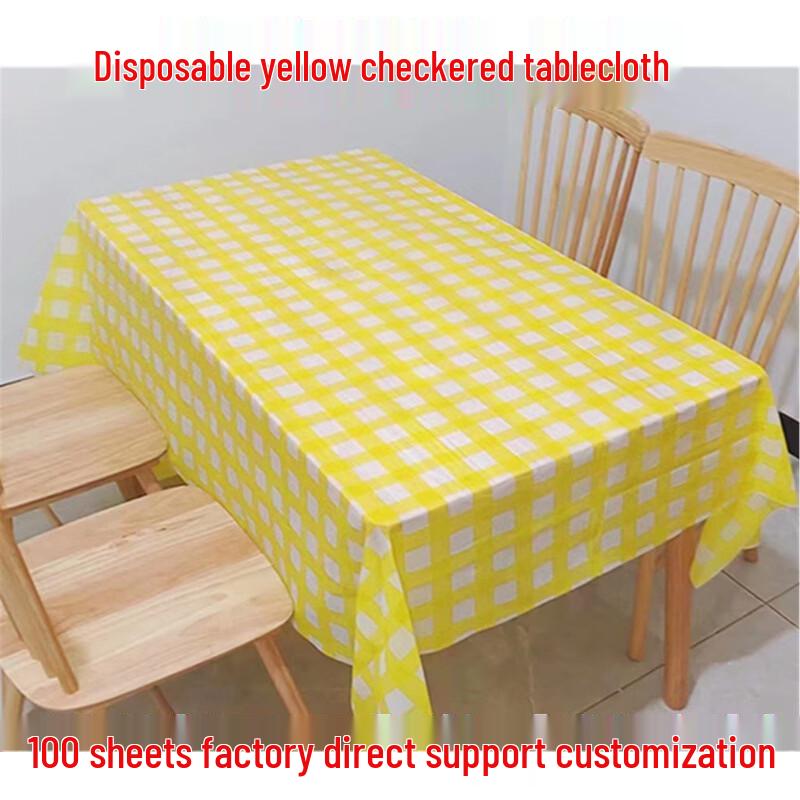 Xihe Disposable Red Gingham Tablecloth, 100 Count