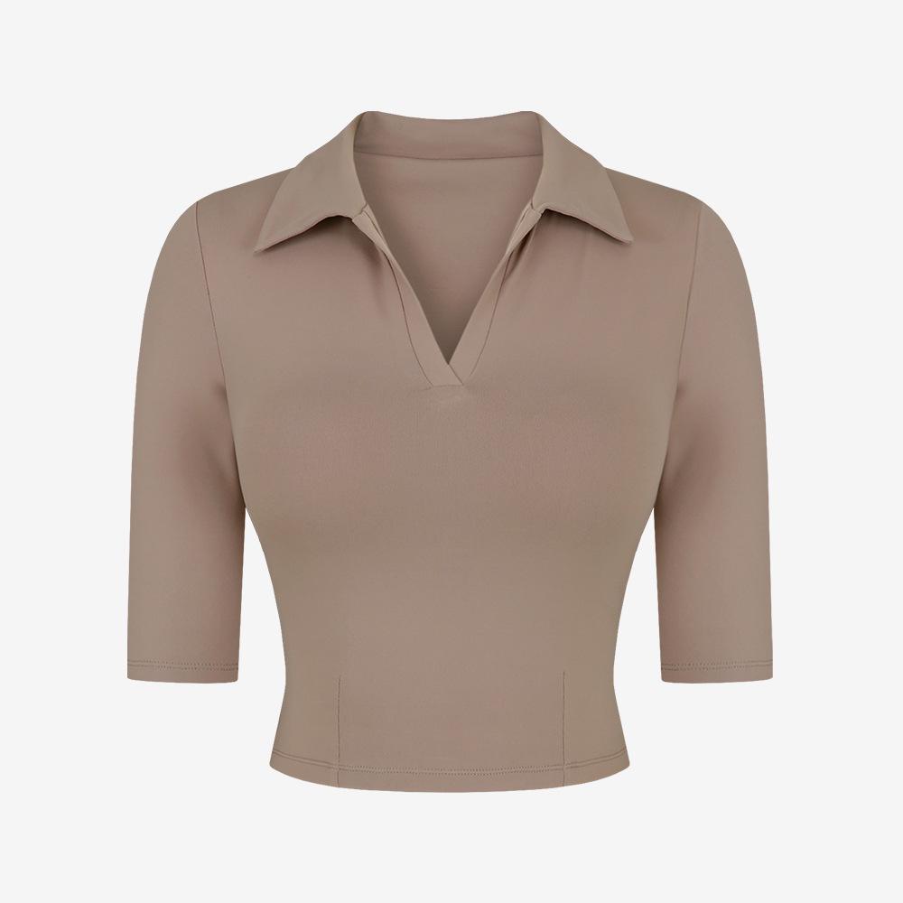 

Женская футболка-поло приталенного кроя - Топ с коротким рукавом для йоги и фитнеса Medium