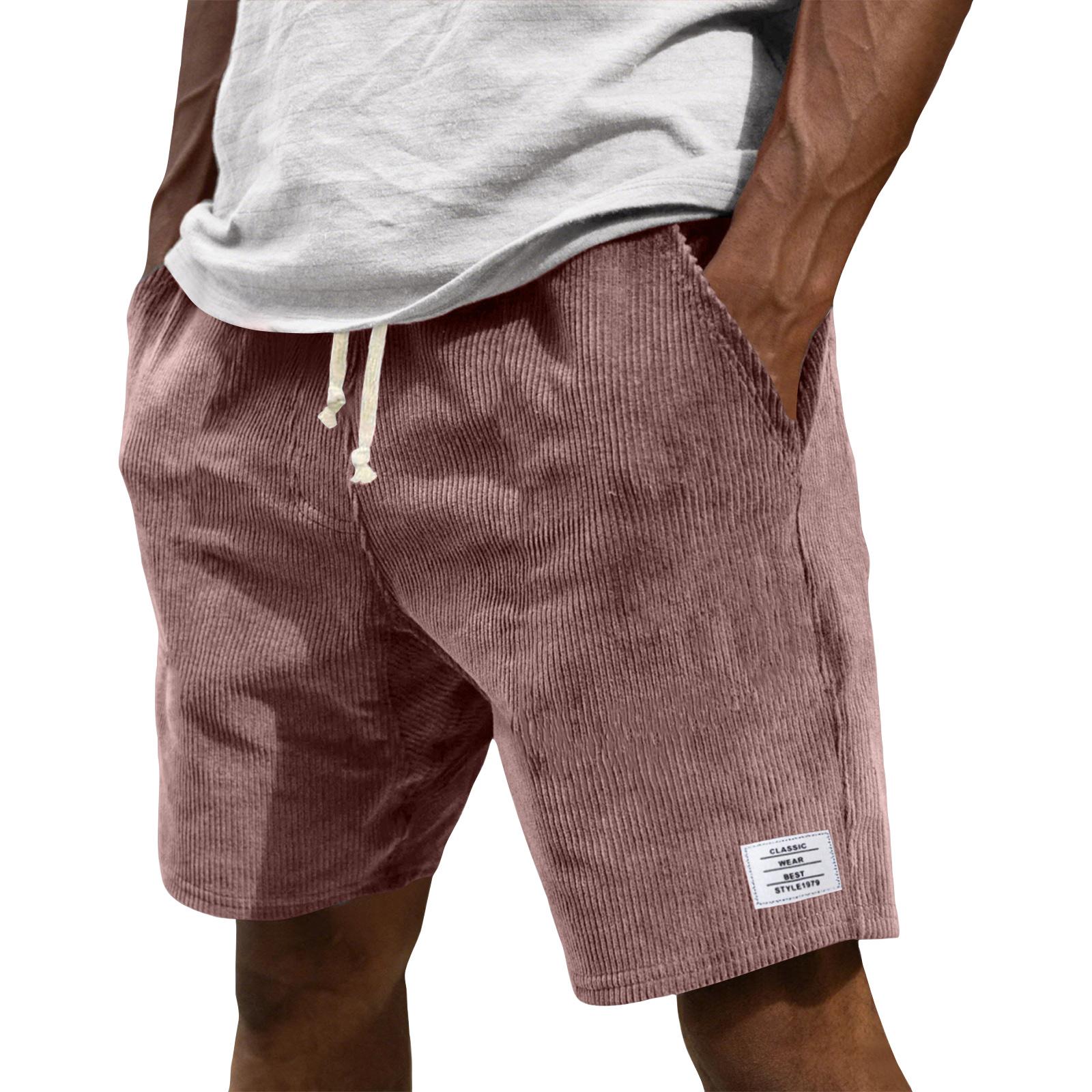 Sdwen Casual zomershorts voor heren, modieuze sportieve shorts met textuur. M roze