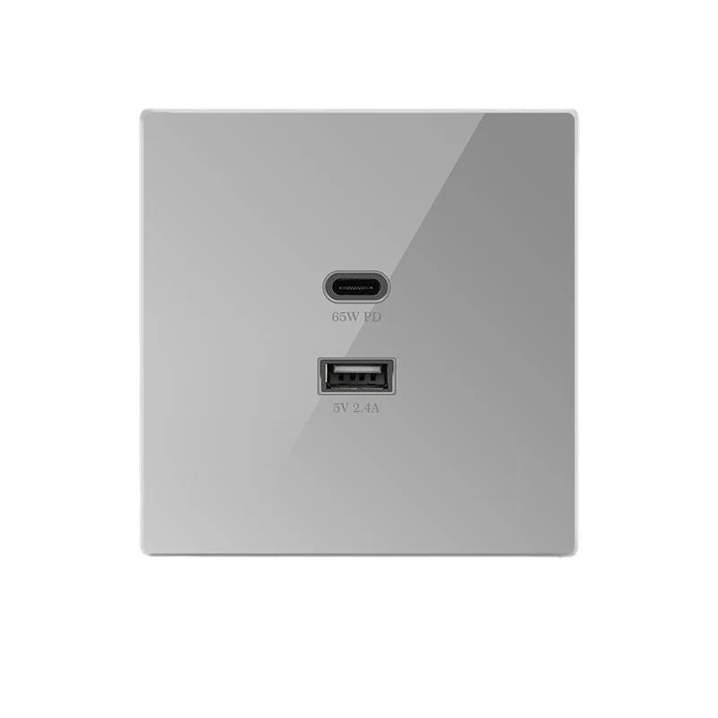 Universal 2 Port 30W 65W Type-c Super Fast Charging Wall Socket, White/gold/gray/black Uk 2.4A Usb C Plug Adapter 220V Outlet