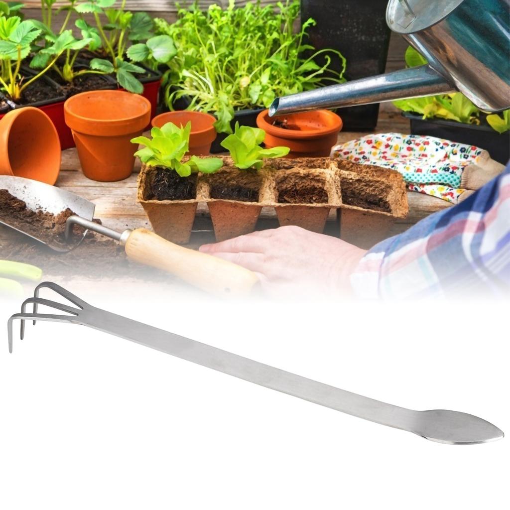 2 In 1 Stainless Steel Bonsai Gardening Tool Root Rake Spatula