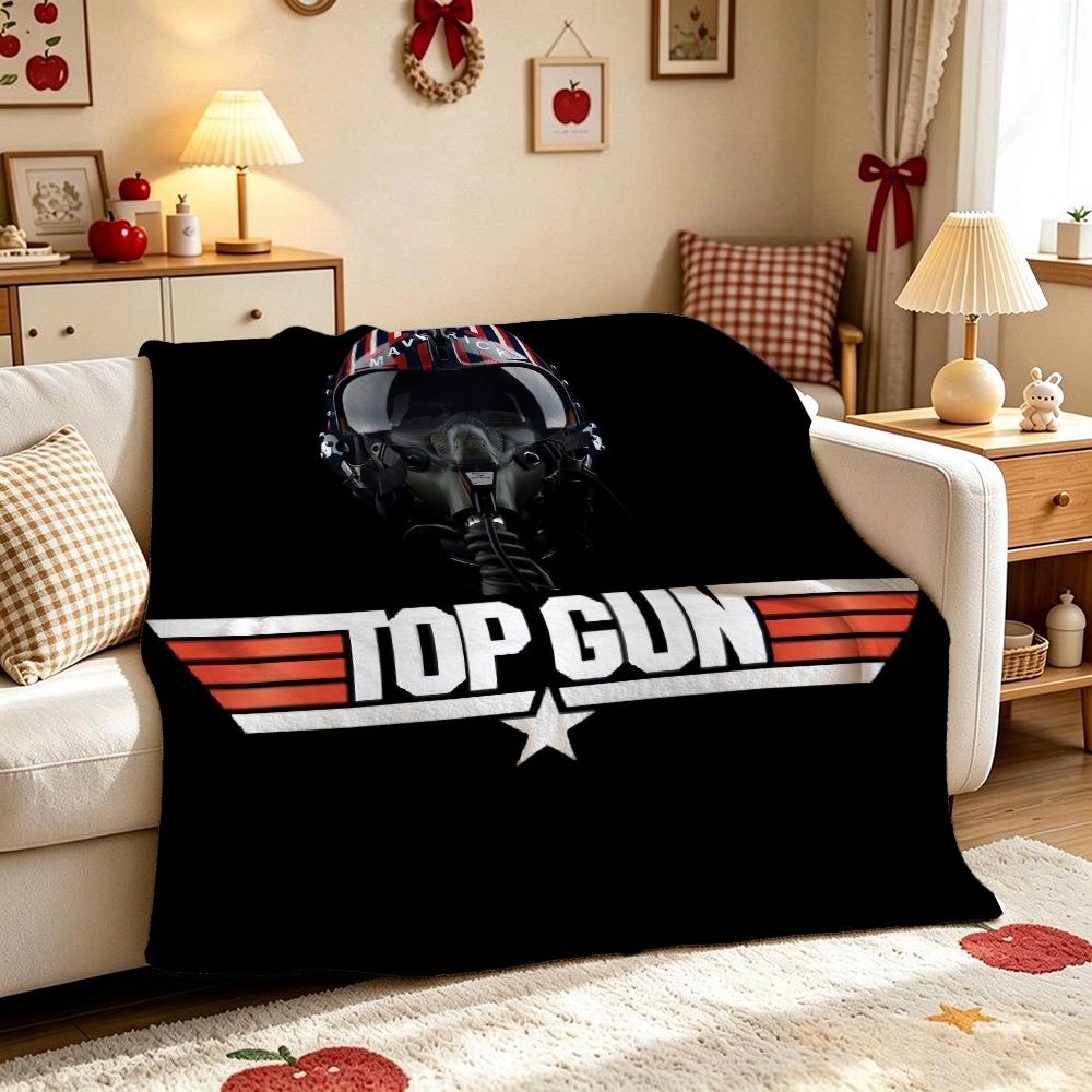 Top Gun Fighter Pilot Helmet Pattern Theme Flannel Blanket Cozy Warm Fleece Blanket For Living Room Air Conditioner Room Party Decor Great Holiday Gif