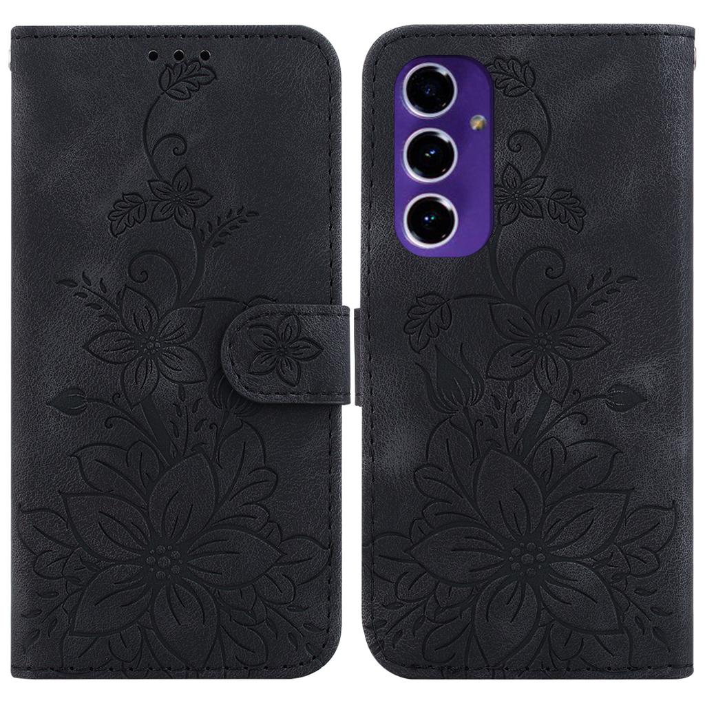 For Samsung Galaxy A16 5G/A16 4G Case Lily Flower Imprint Leather Phone Cover with Stand
