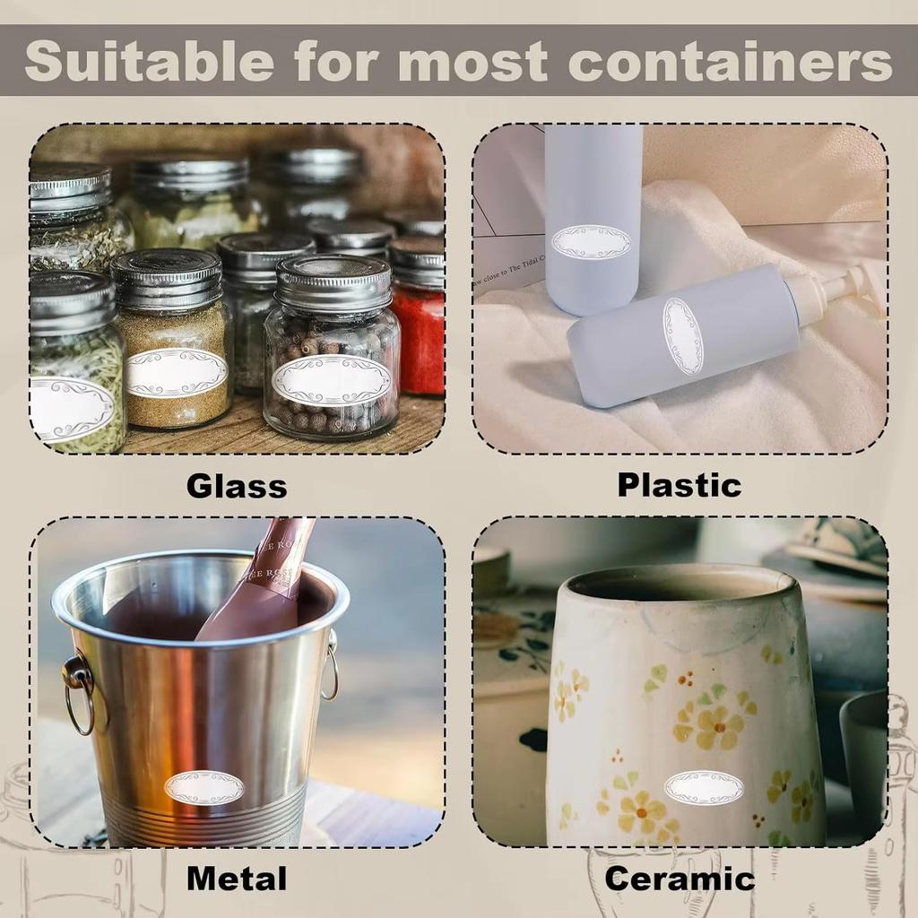 1-3roll Canning Labels Ellipse White Blank Paper Label For Kitchen Beverages Fruits Vegetables Fridge Storage Organizer Stickers