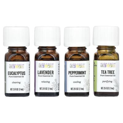 Pure Essential Oil, Discover Kit, 4 Containers, 0.25 Fl Oz (7.4 Ml) Each