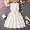 Spring and Summer Big Children's Girls' Sweet Waist Princess Dress Stitching Sleeveless Ruffled Dress