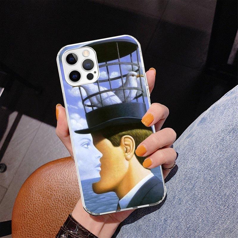 Rene Magritte Art Phnoe Case for Iphone 17 Air 16 11 12 13 Mini 14 Plus 15 Pro Max 7 8E SE 2020 16ProMax Phone Cover Coque 17 Ai