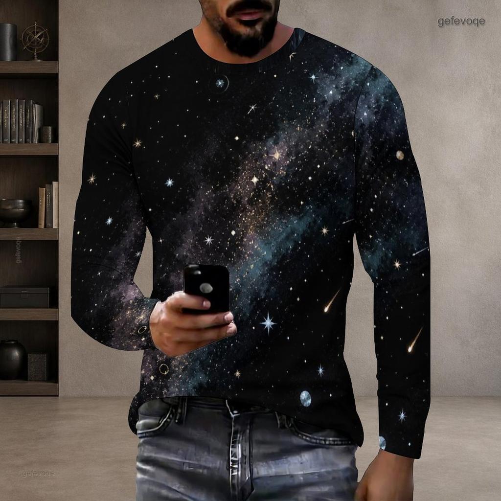 Men Plus Size Crew Neck Long Sleeve Shirt Black Gothic Skull Cross Lion Graphic Casual Street Style Top