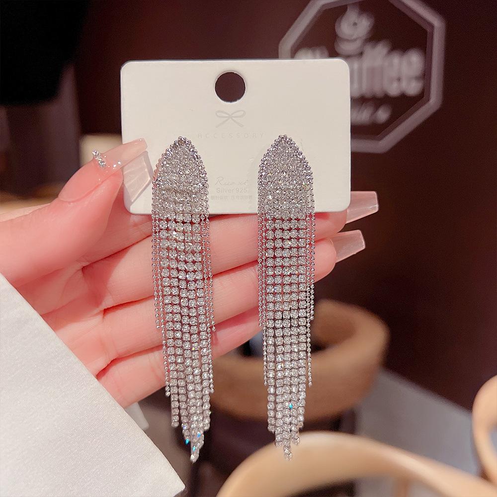 925 Silver Needle Tassel Pearl Earrings: High-End Celebrity Design for Women