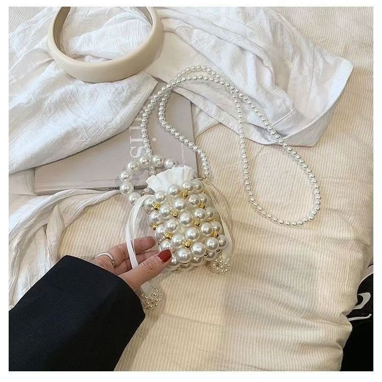Persality Pearl Light White Beaded Hanbags For Girl Gift Pearls Lg Chian Shoulder Purse Wedding Bridal Clutches New Trendy