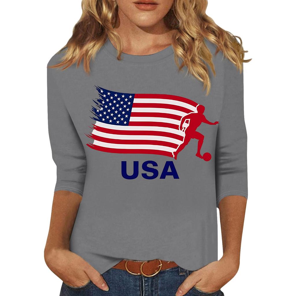 Modischer Lässiger Damen-Pullover mit Dreiviertelärm und 250. Unabhängigkeitstag-Aufdruck
