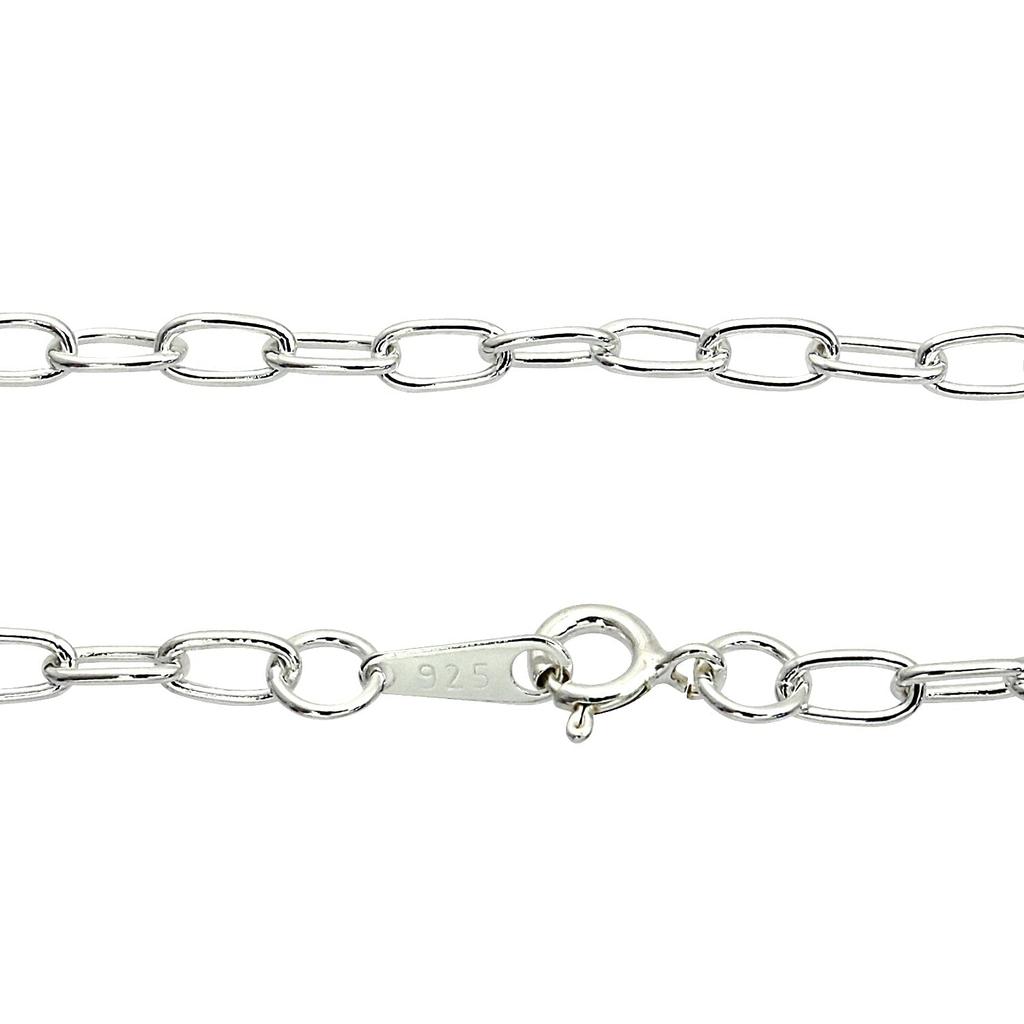 Collier Chaîne Azuki Longue Sears, Argent 925, 3,2 mm de Large, 50 cm