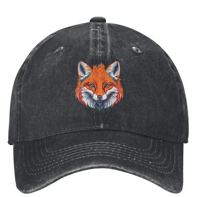 Cute Fox Head Denim Baseball Cap Wild Animal Running Hippie Hip Hop Hats Summer Unisex Women Vintage Sunshade Baseball Caps