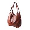 PU Leather Shoulder Bag Women Fashionable Elegant Large Capacity Zipper Handbag with Magnetic Snap Brown Free Size