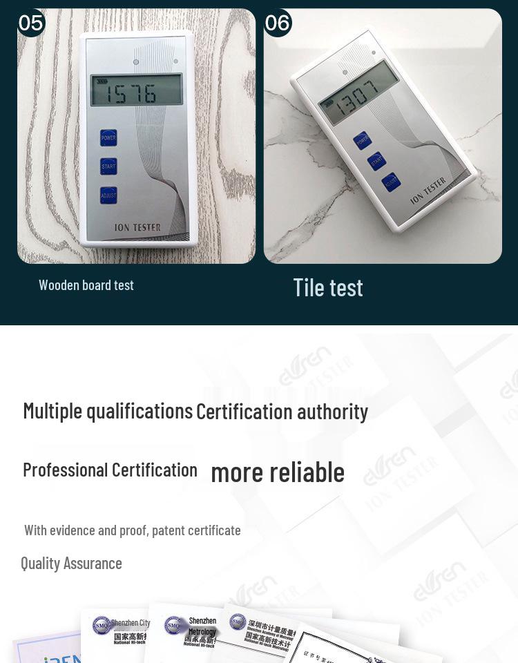 Portable Handheld Solid-State Negative Ion Detector Tester
