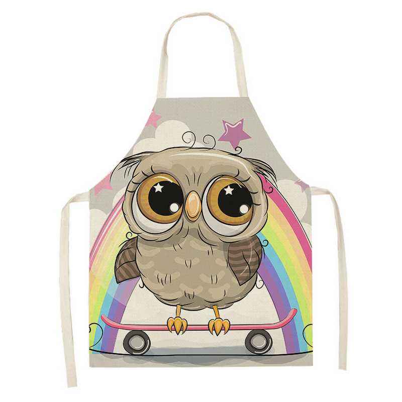 Cartoon Owl Printed Kitchen Apron Antifouling Waterproof Sleeveless Home Cleaning Tools Restaurant Chef Bib Cooking Accessories