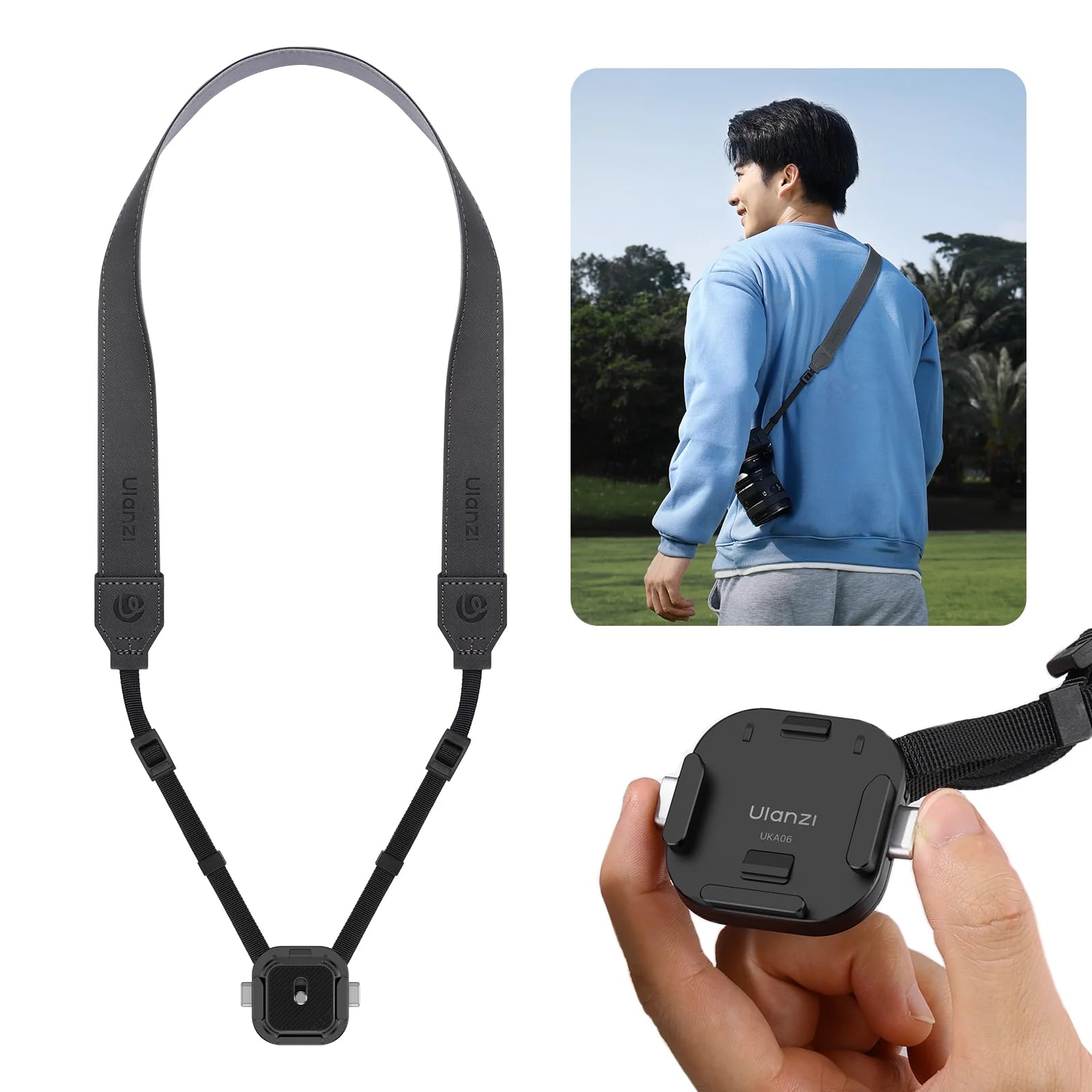

Ulanzi C036 UKA06 Uka Quick Release Shoulder Strap Kit, One-Touch Detachable, UKA Series Compatible, Soft Microfiber, Safety Lock, for Photography