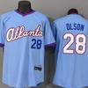 Unisex Baseball Jersey 2026 Warriors Team 28 Olson Light Blue City Edition Embroidered Short Sleeve Sport Shirt