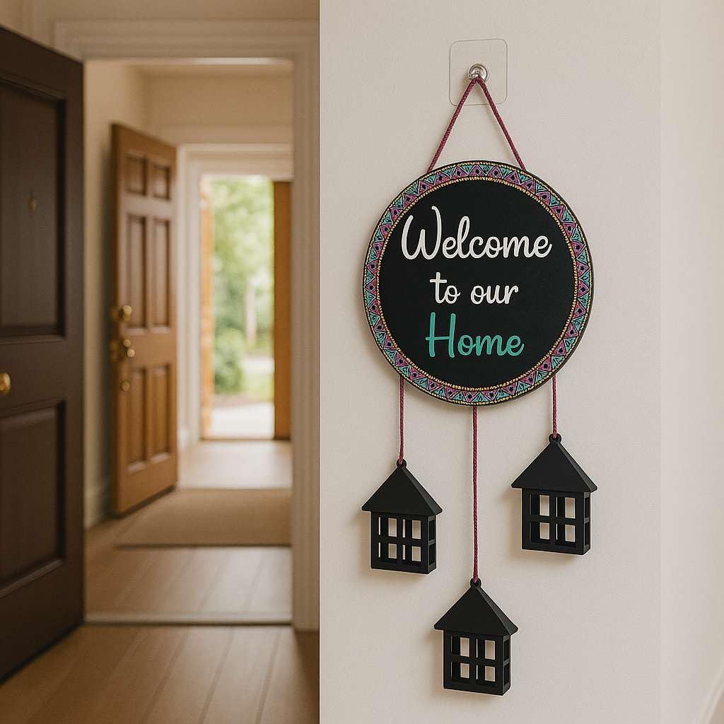 Wooden Wall Hanging Welcome Sign Decorative Quote Board For Home, Door, Entrance, Hall & Office - Rustic Wall Art