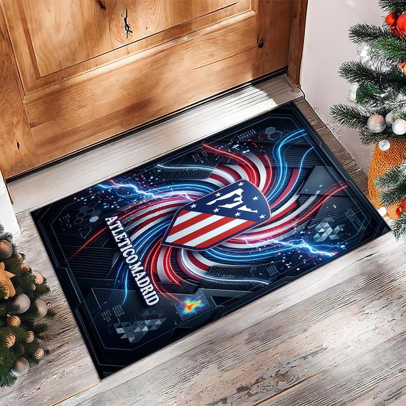 Atletico Madrid Printed Flannel Area Rug Non Slip Soft Polyester Floor Carpet Indoor Decor Mat for Bedroom Living Room Sofa Game Room Home Decoration
