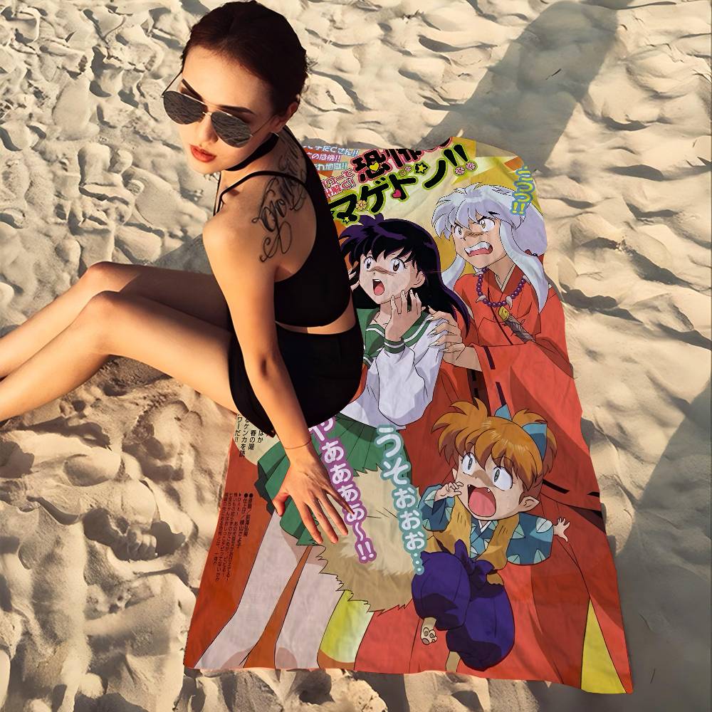 Anime I-Inuyasha Vintage Microfiber Printed Beach Towel Mountain Climbing Yoga Beach Swimming Running Absorbent Soft Towel