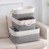 1pc Linen Fabric Storage Basket Two Colors Foldable Sundries Storage Box with Handle Large Capacity Uncovered Clothes Basket
