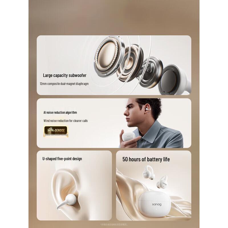 sanag Z60s Ear-Clip Bone Conduction Wireless Earphones