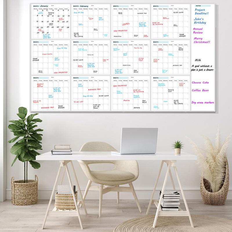 Ekstra Stor Udatert Slettbar Slettbar Whiteboard Årsplanlegger 35X58 Tommer For Hjem Skole Og Kontor