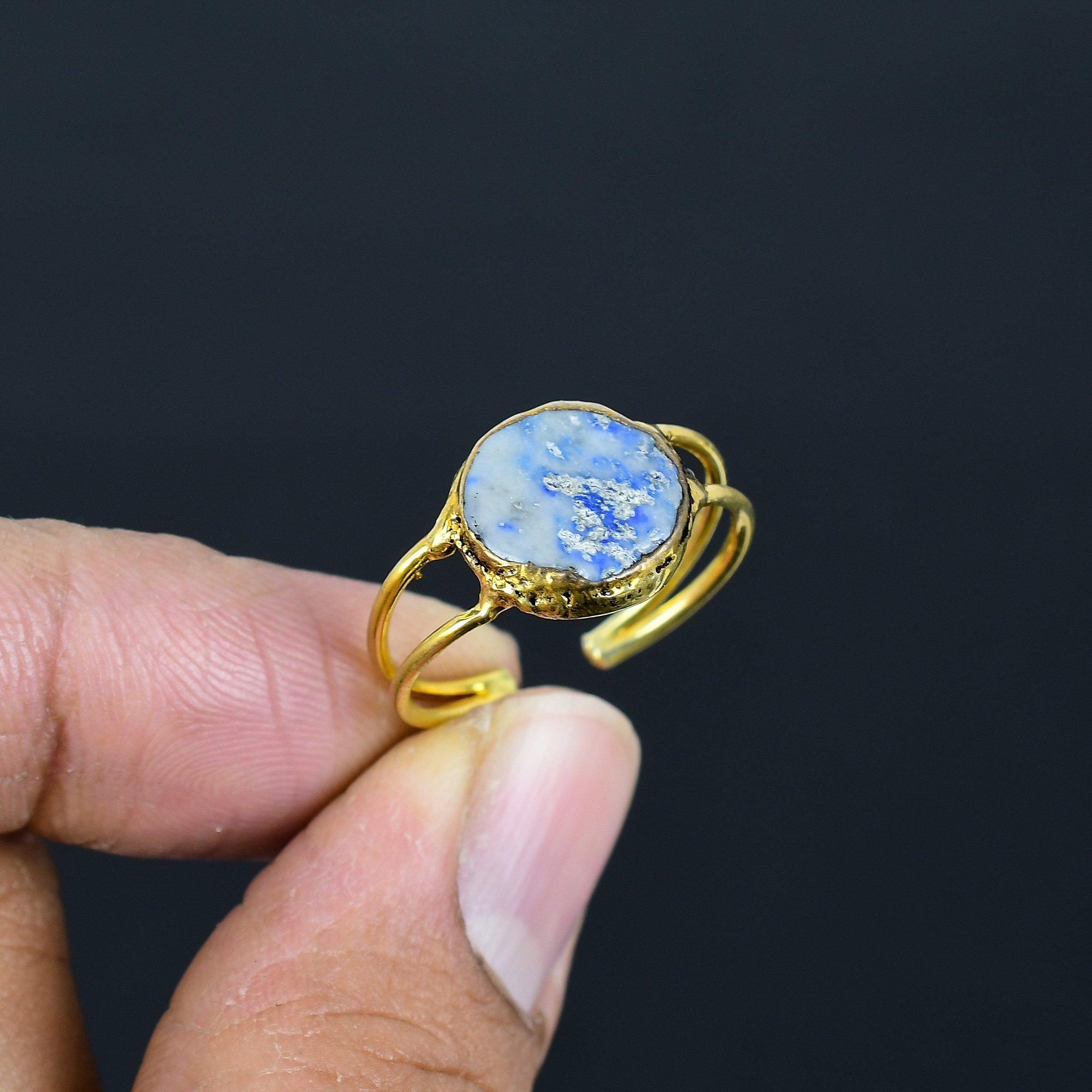 

Kyanite Handmade Gemstone Ring, Copper Electroformed Ring Antique Jewelry, Adjustable Ring Engagement Gift