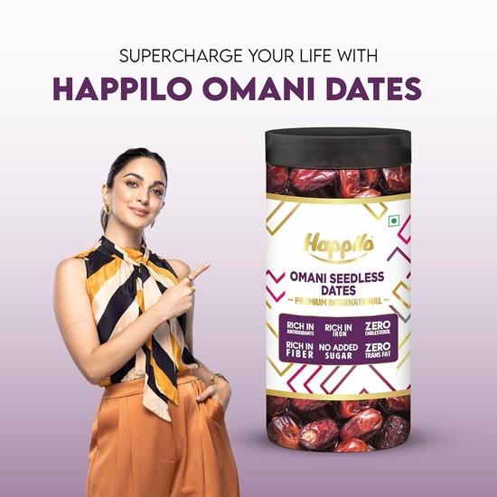 Happilo Omani Seedless Dates 500g, Khajoor/Khajur, Healthy & Nutritious Snack, Rich In Vitamins & Minerals, Natural Sweetener