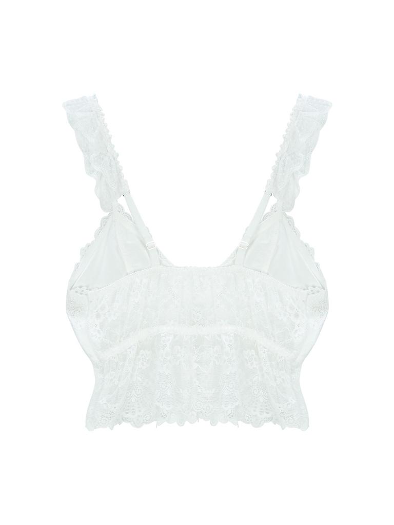 ASIF CALIE Ruffled Cap Sleeve Blouse White