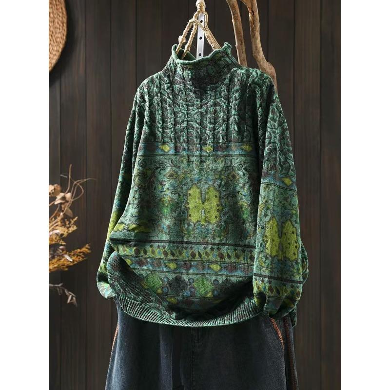 

Женская модная повседневная осенне-зимняя кофта с длинным рукавом и полувысоким воротником Size: One Size зелёный